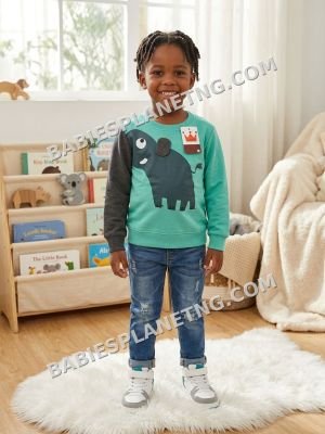 Kids Elephant Graphic Long Sleeve Sweatshirt