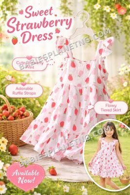 strawberry print gown