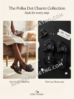 Black Kids' Polka Dot Flat Sandals