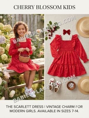 Red Smocked Long Sleeve Dress