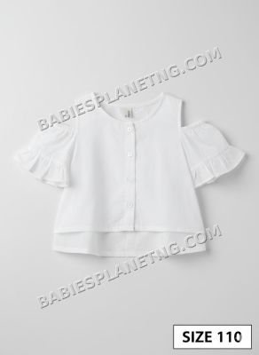 open shoulder white top