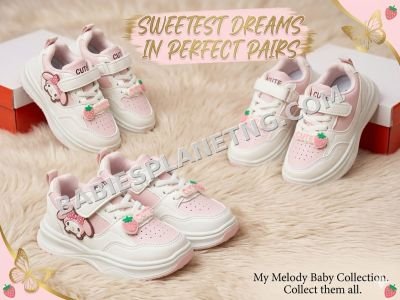 Baby Girls' White and Pink Sneakers