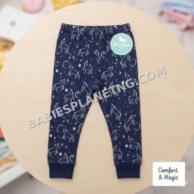 Kids Navy Blue Unicorn Pants
