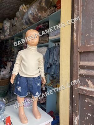 denim short and turtle neck