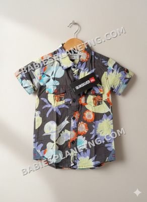 Floral printed short-sleeve button-down .008