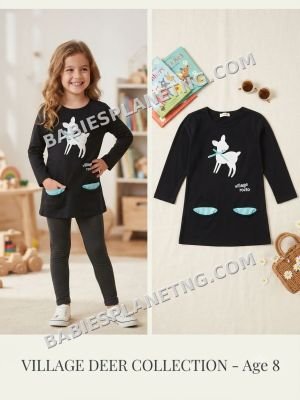 Girls Fashion Deer Print Tunic Top