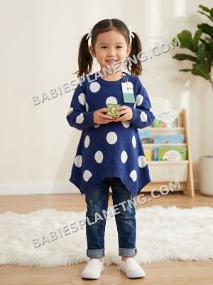 Kids Blue Polka Dot Long Sleeve Top