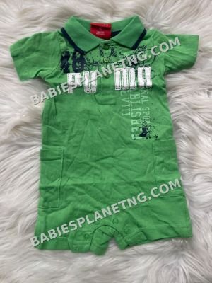 Baby Boy Green Puma Romper