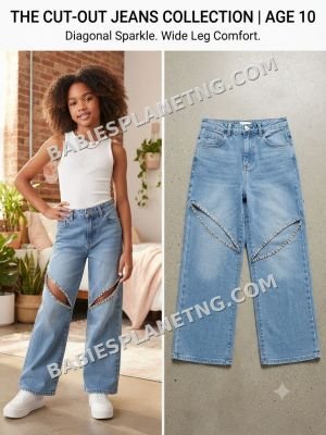 Diagonal Cut-Out Denim Jeans