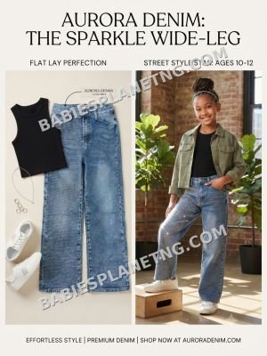 Kids Wide-Leg Jeans with Sparkle Detail