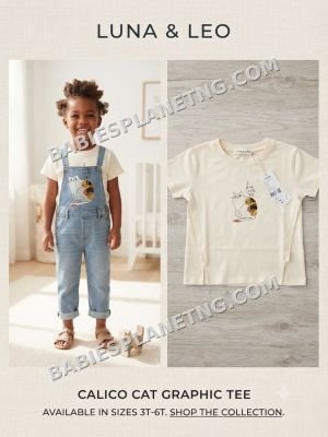 Toddler's Cat Graphic Short Sleeve Top
