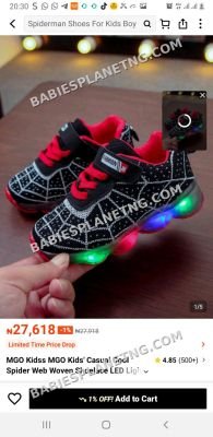 Kids Spiderman Web LED Sneakers