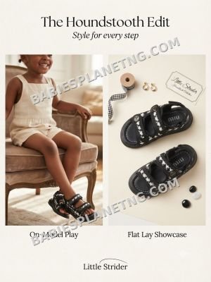 Black and White Houndstooth Kids' Shoes Sandal