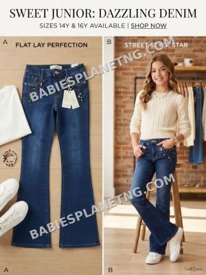 Kids' Flared Jeans with Rhinestones