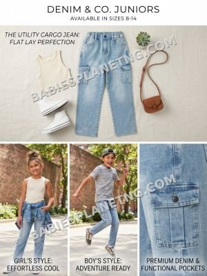 Kids Light Wash Cargo Jeans