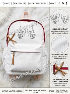 White Corduroy Rocking Hand Backpack