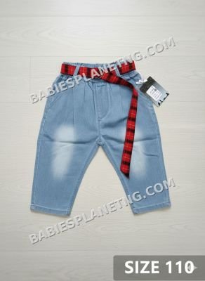denim with red and black plaid belt 4-5 years