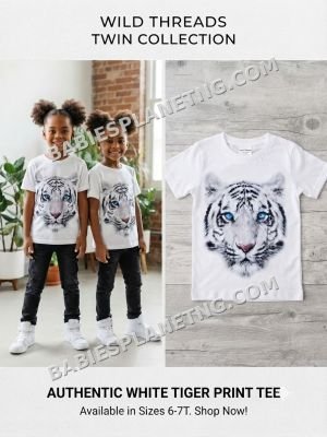 Wild Threads  White Tiger Tee/top