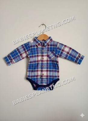 Baby Boy Plaid Button-Front Bodysuit