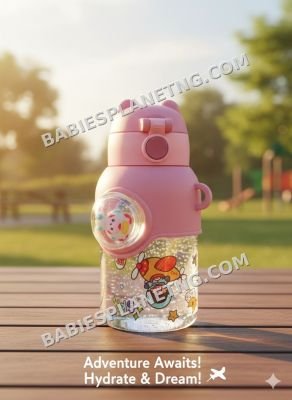 Pink Bear-Shaped Sippy Water Bottle