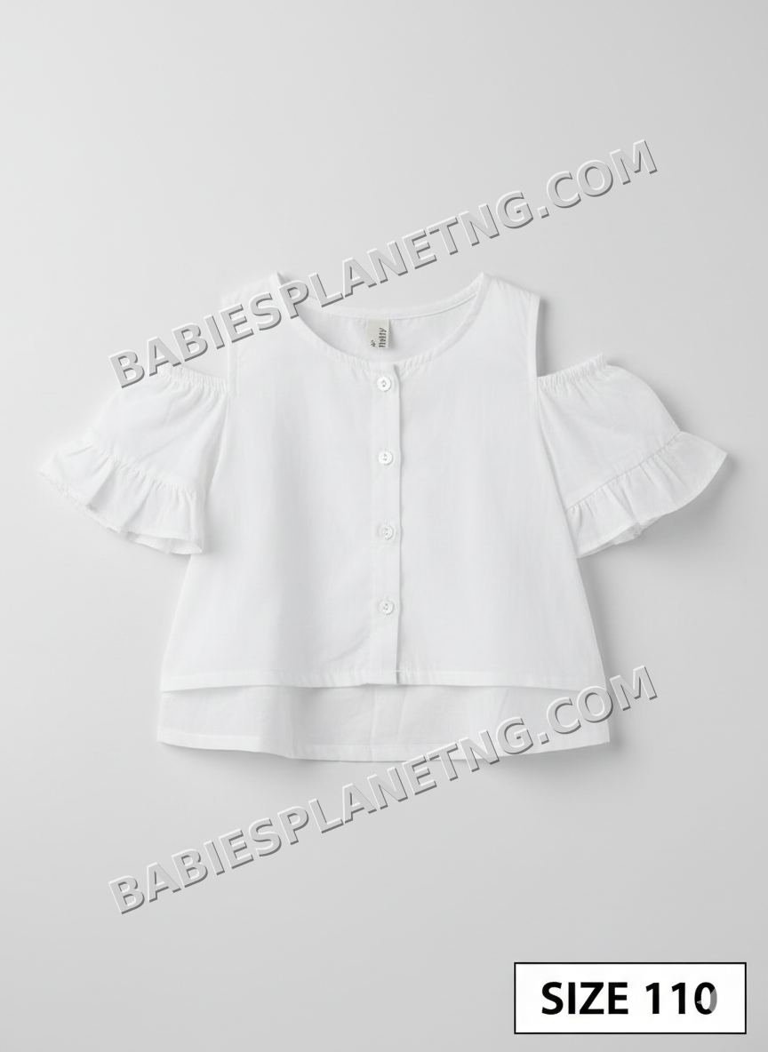 open shoulder white top