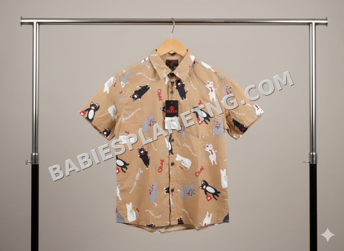Gucci-branded short-sleeve button-down shirt for children.007
