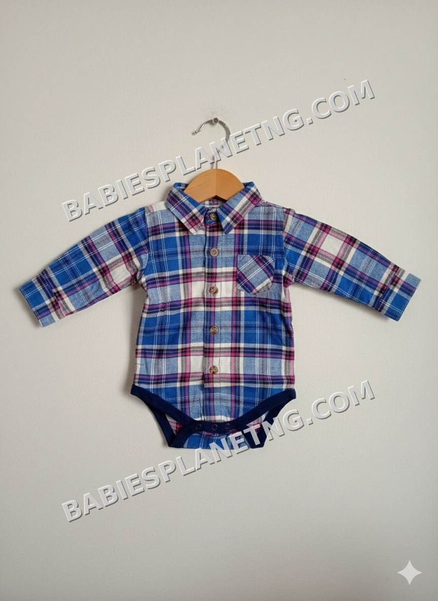 Baby Boy Plaid Button-Front Bodysuit