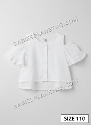open shoulder white top