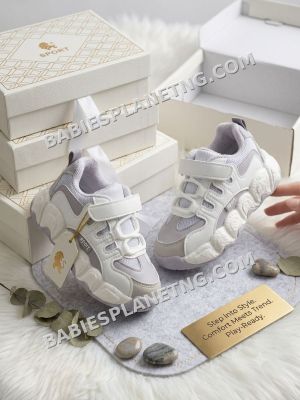 White Velcro Closure Sneakers