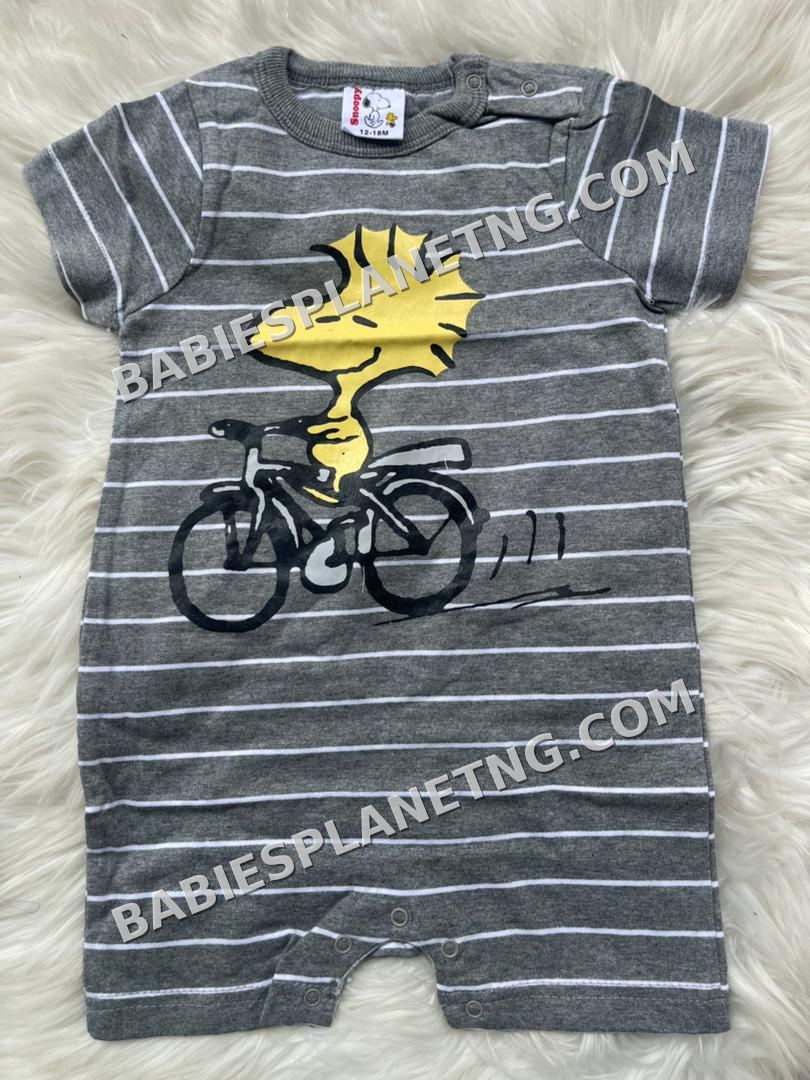Gray Romper with Snoopy Design