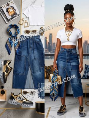 Frayed Hem Denim Skirt