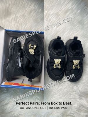 Black Teddy Buckle Baby Sneakers