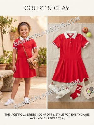 Jersey Red Polo Dress with White Collar