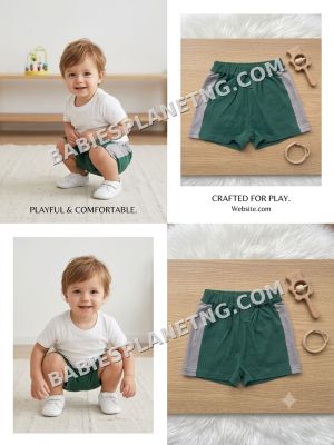 Kids Green and Grey Casual Shorts