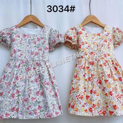 Catpapa kids' girl's puff-sleeve floral dress