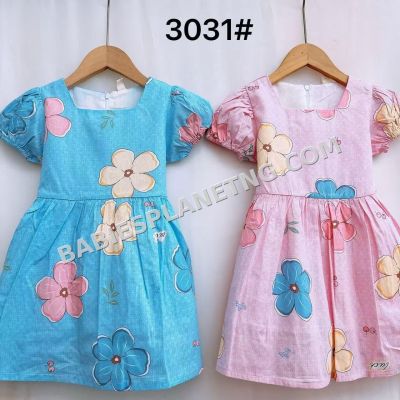 Catpapa kids' girl's puff-sleeve floral dress