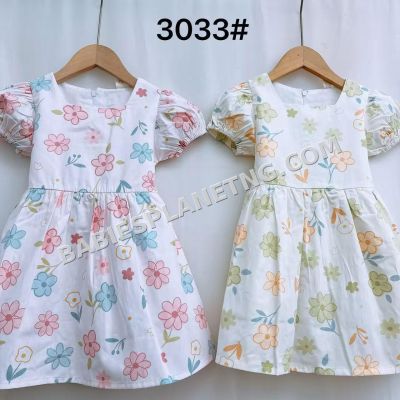 Catpapa kids' girl's puff-sleeve floral dress