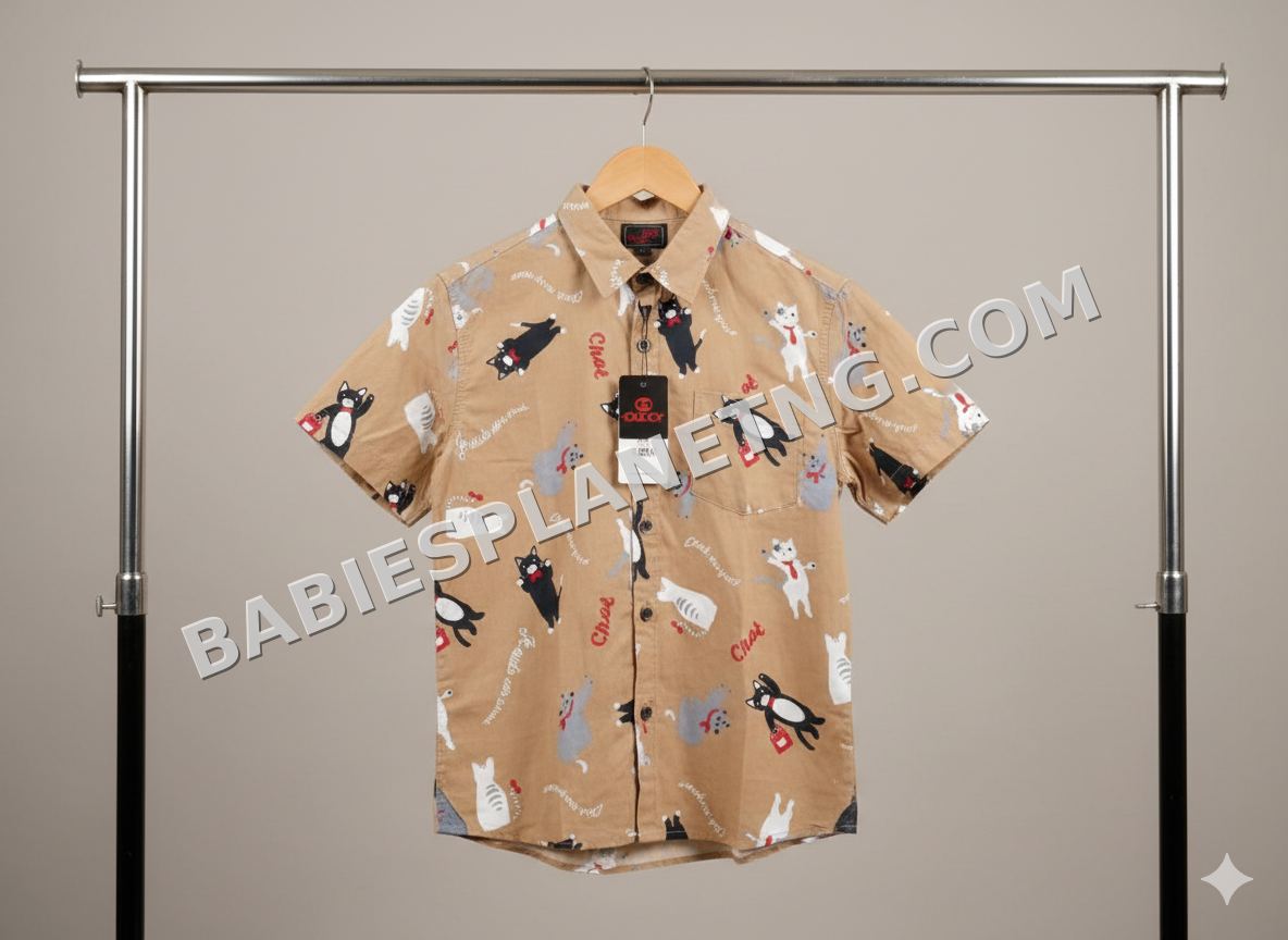 Gucci-branded short-sleeve button-down shirt for children.007