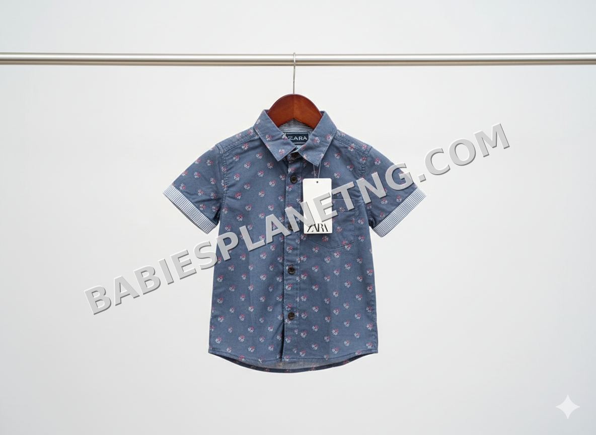 Zara basic navy blue button down shirt.003