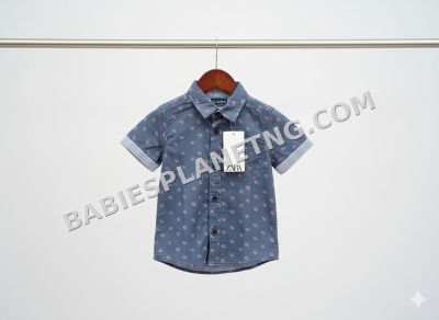 Zara basic navy blue button down shirt.003
