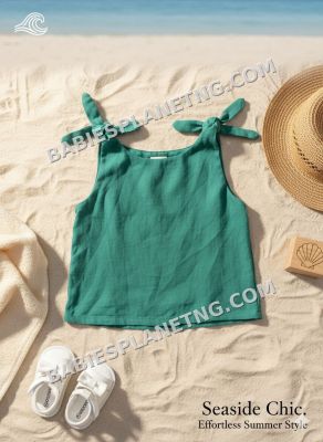 green sleeveless top