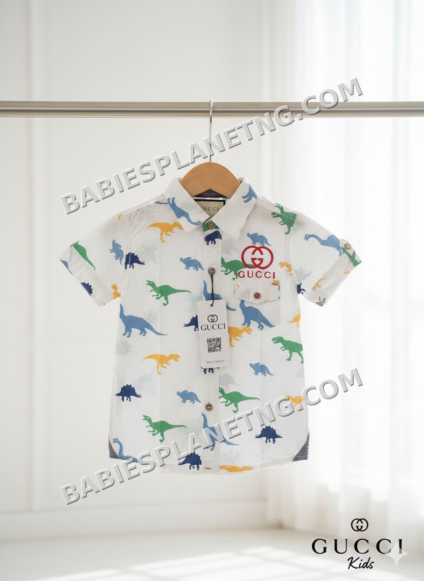 A white shirt  pattern of various dinosaur species