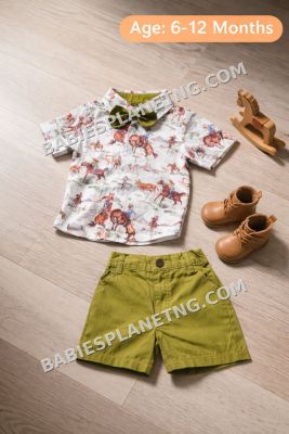 shirt with bow and matching green short