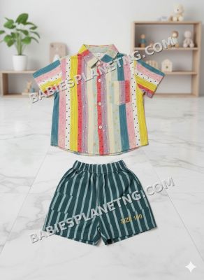 multicolour stripe shirt and short