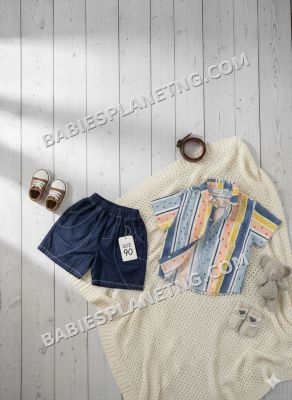 multicolour stripped shirt and denim shirt